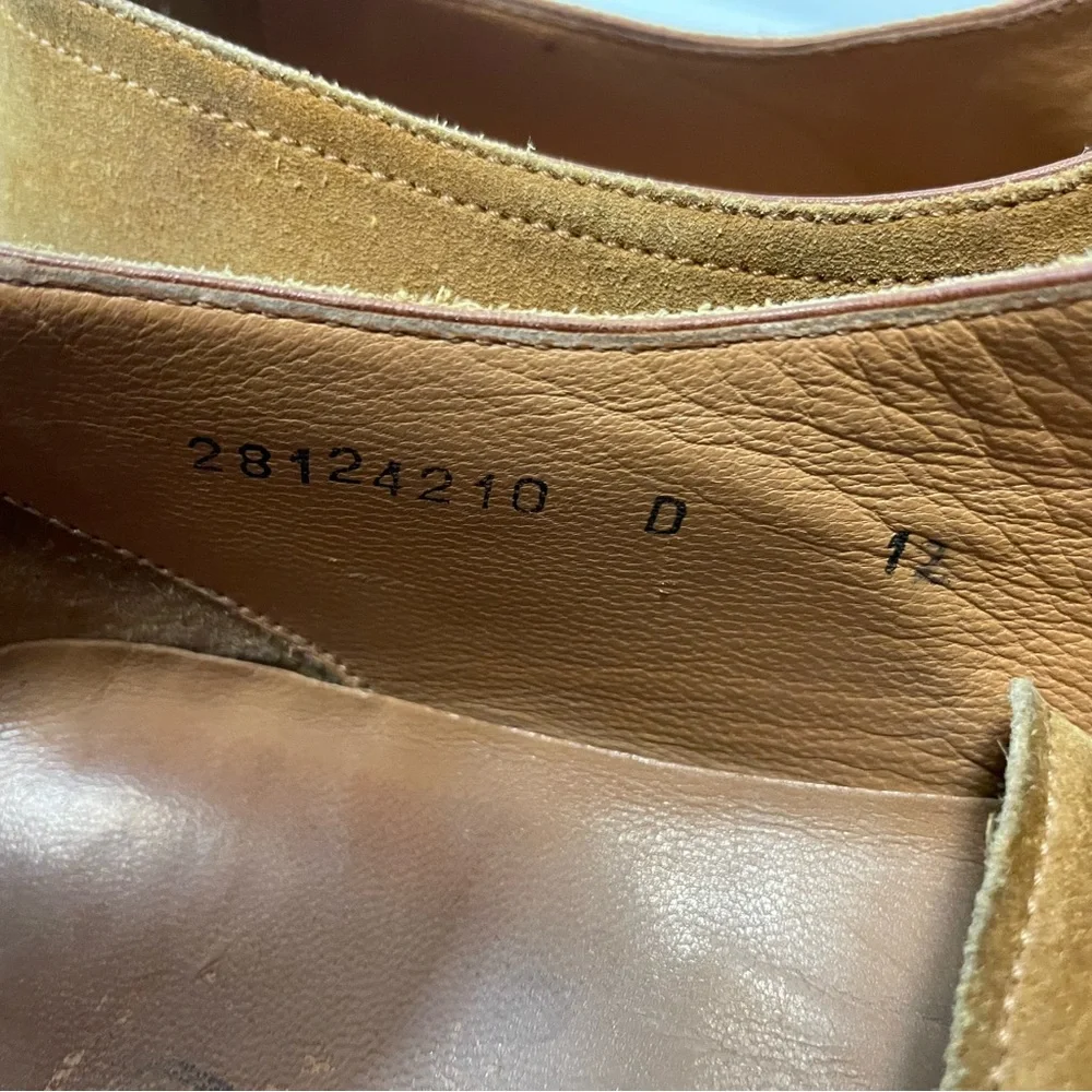 Santoni Made in‎ Italy Suede Square Toe Derby in Tan Size 12 D $650